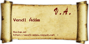Vendl Ádám névjegykártya